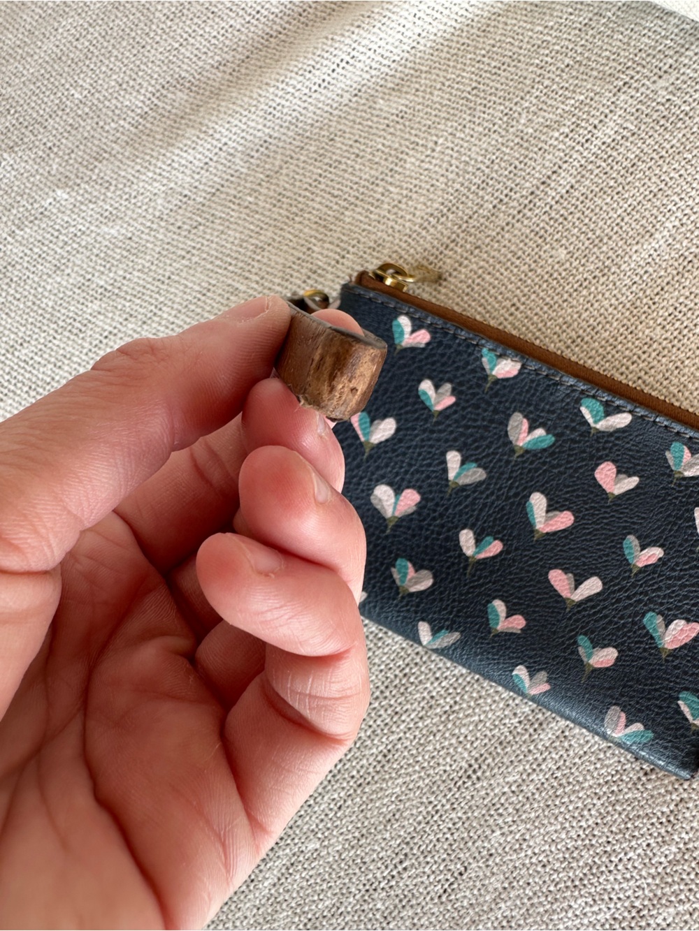 Fossil Navy Wristlet Wallet with Pink and Teal Heart Motif - Picture 6 of 9